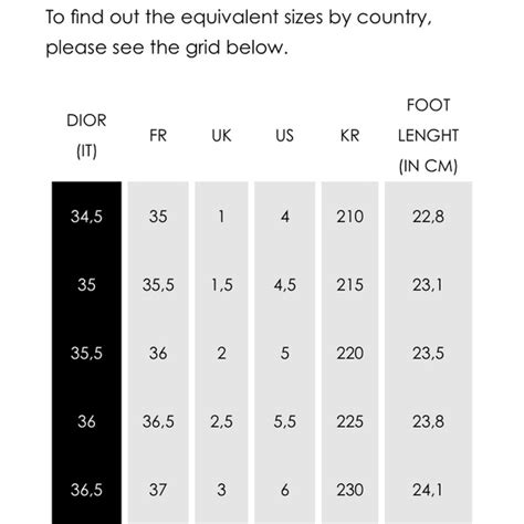 christian dior sizes|Dior Shoes Size Chart and Fitting (2023).